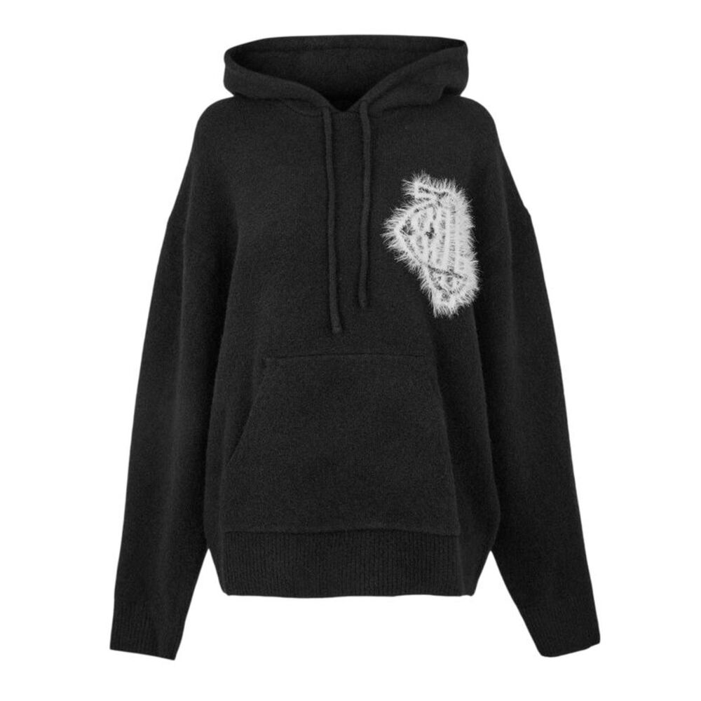 The Couture Club Womens/Ladies Fluffy Knitted Hoodie / Black